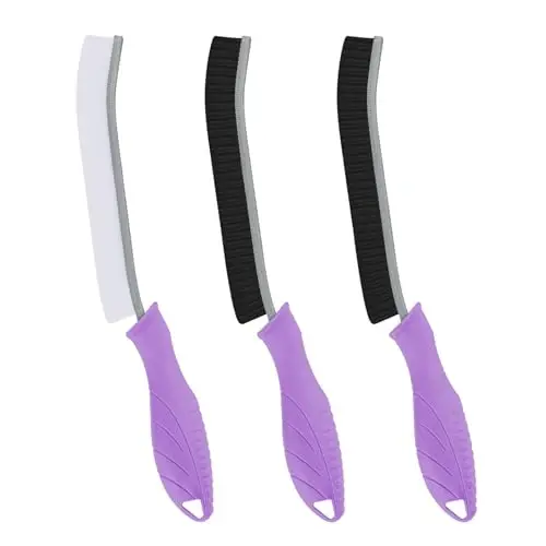 TQRR Hard Bristle Crevice Cleaning Brush-Thin Gap Scrub Brush, Small Cleaning Brush, Grout Brush, Kitchen Brush, Cleaning Tools for Toilet, Bathroom, Sink, Home, Household, Window (3, Purple) - TQRR