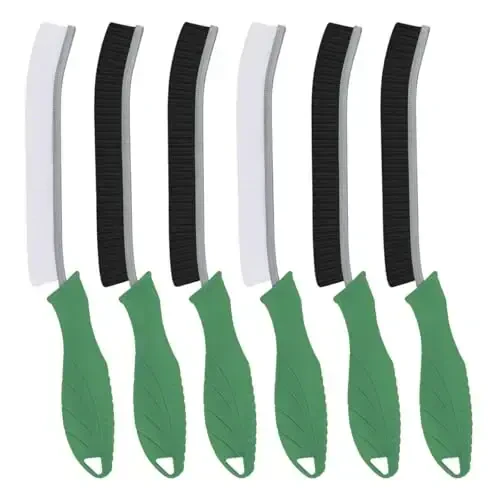 TQRR Hard Bristle Crevice Cleaning Brush-Thin Gap Scrub Brush, Small Cleaning Brush, Grout Brush, Kitchen Brush, Cleaning Tools for Toilet, Bathroom, Sink, Home, Household, Window (6, Green) - 1