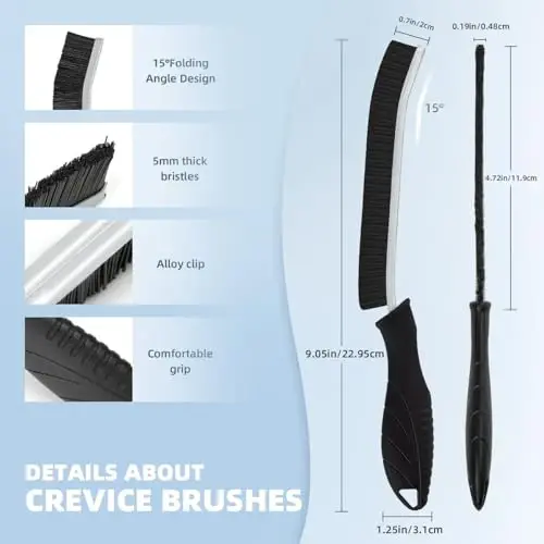 TQRR Hard Bristle Crevice Cleaning Brush-Thin Gap Scrub Brush, Small Cleaning Brush, Grout Brush, Kitchen Brush, Cleaning Tools for Toilet, Bathroom, Sink, Home, Household, Window (6, Light Blue) - 2