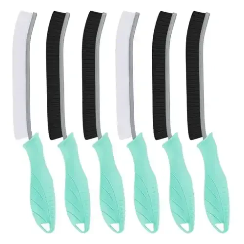 TQRR Hard Bristle Crevice Cleaning Brush-Thin Gap Scrub Brush, Small Cleaning Brush, Grout Brush, Kitchen Brush, Cleaning Tools for Toilet, Bathroom, Sink, Home, Household, Window (6, Mint) - 1