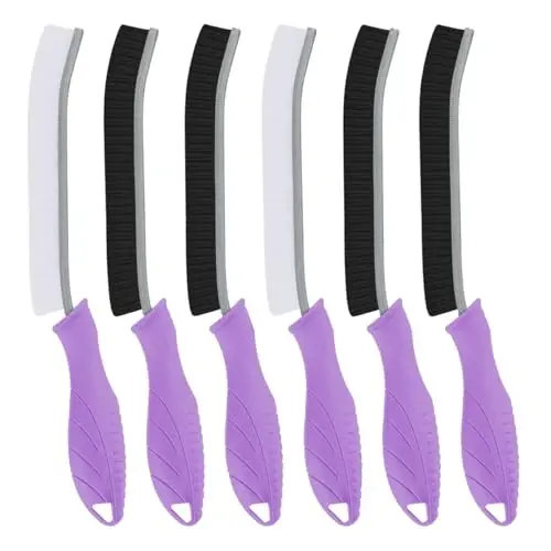 TQRR Hard Bristle Crevice Cleaning Brush-Thin Gap Scrub Brush, Small Cleaning Brush, Grout Brush, Kitchen Brush, Cleaning Tools for Toilet, Bathroom, Sink, Home, Household, Window (6, Purple) - 7