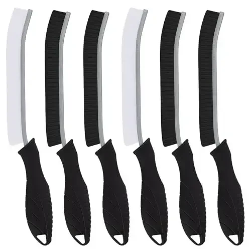 TQRR Qattiq tukli tirqishlarni tozalash cho'tkasi - Yupqa tirqishlarni tozalash cho'tkasi, Kichik tozalash cho'tkasi, Grout cho'tkasi, Oshxona cho'tkasi, hojatxona, hammom, lavabo, uy, ro'zg'or, deraza uchun tozalash vositalari (6, qora) - 1