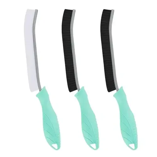 TQRR Hard Bristle Crevice Cleaning Brush-Thin Gap Scrub Brush, Small Cleaning Brush, Grout Brush, Kitchen Brush, Cleaning Tools for Toilet, Bathroom, Sink, Home, Household, Window (3, Mint) - TQRR