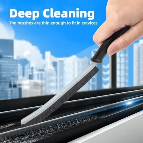 TQRR Hard Bristle Crevice Cleaning Brush-Thin Gap Scrub Brush, Small Cleaning Brush, Grout Brush, Kitchen Brush, Cleaning Tools for Toilet, Bathroom, Sink, Home, Household, Window (3, Orange) - 3