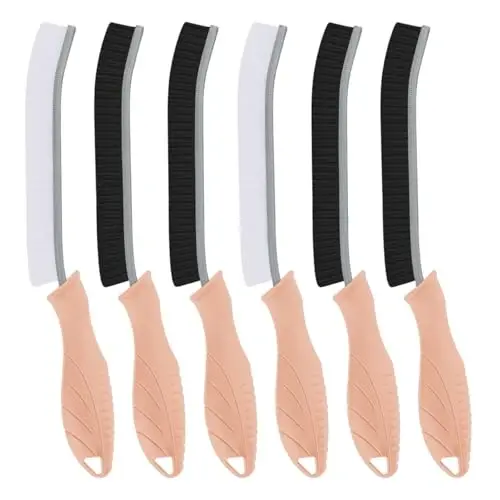 TQRR Hard Bristle Crevice Cleaning Brush-Thin Gap Scrub Brush, Small Cleaning Brush, Grout Brush, Kitchen Brush, Cleaning Tools for Toilet, Bathroom, Sink, Home, Household, Window (6, Pink) - 1