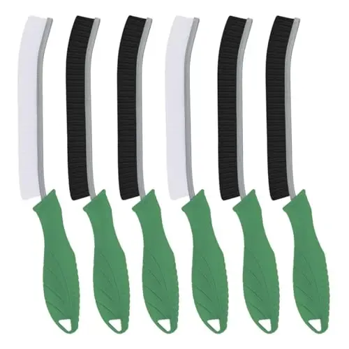 TQRR Hard Bristle Crevice Cleaning Brush-Thin Gap Scrub Brush, Small Cleaning Brush, Grout Brush, Kitchen Brush, Cleaning Tools for Toilet, Bathroom, Sink, Home, Household, Window (6, Green) - TQRR