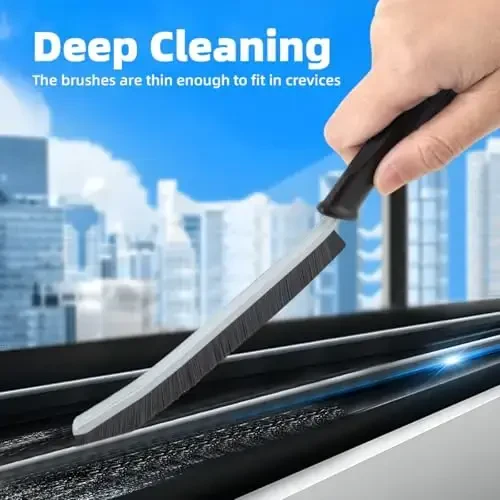 TQRR Hard Bristle Crevice Cleaning Brush-Thin Gap Scrub Brush, Small Cleaning Brush, Grout Brush, Kitchen Brush, Cleaning Tools for Toilet, Bathroom, Sink, Home, Household, Window (3, Purple) - 3