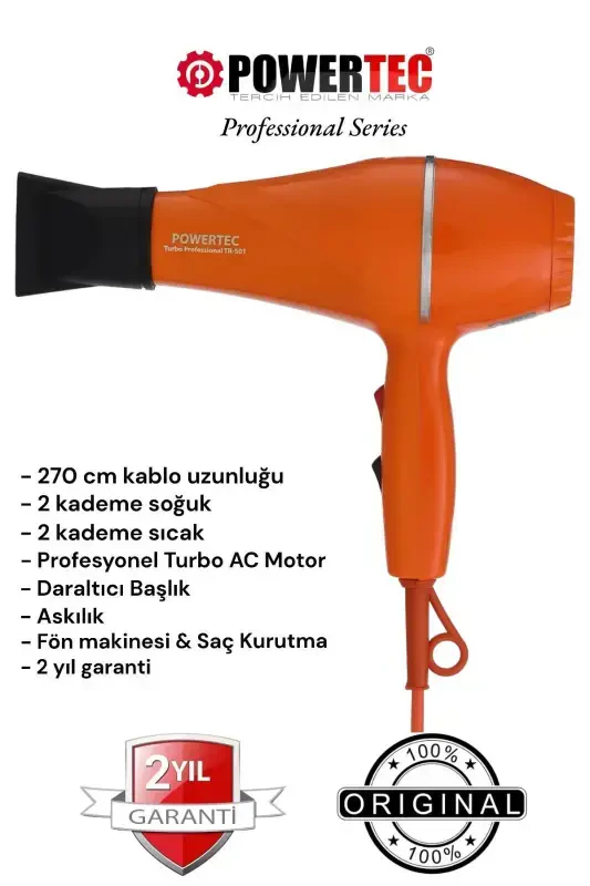 Tr-501 Professional Color Hair Dryer-ORANGE - POWERTEC