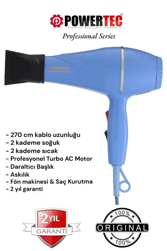 Tr-501 Professional Colorful Hair Dryer-BLUE - 1