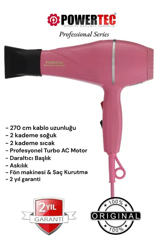 Tr-501 Profesyonel Renkli Fön Makinesi-PEMBE - 1