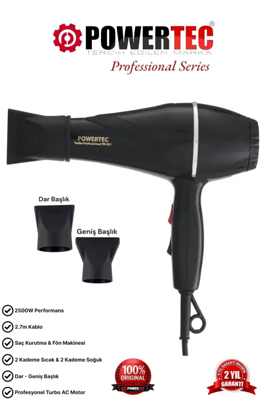 TR-501 Profesyonel Siyah Renk Fön Makinesi - siyah - 1