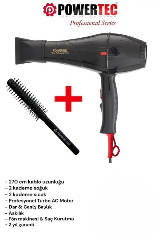 TR-701 Profesyonel Fön Makinesi + Profesyonel Berber Fön Fırçası - 6