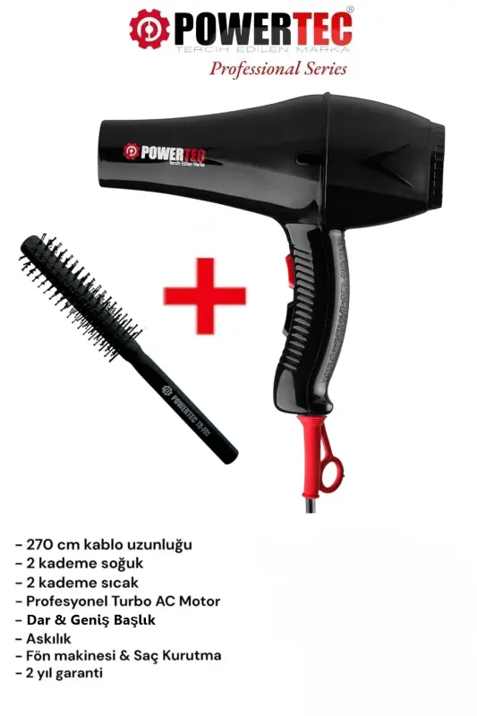 Tr-901 Turbo Professional Hair Dryer + Barber Blow Dryer Brush - 6