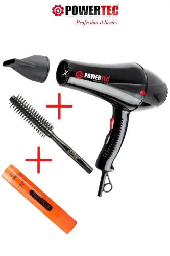 TR-901 Turbo Profesyonel Fön Makinası Berber Fön Fırçası Morfose Saç Spreyi - SİYAH - 1