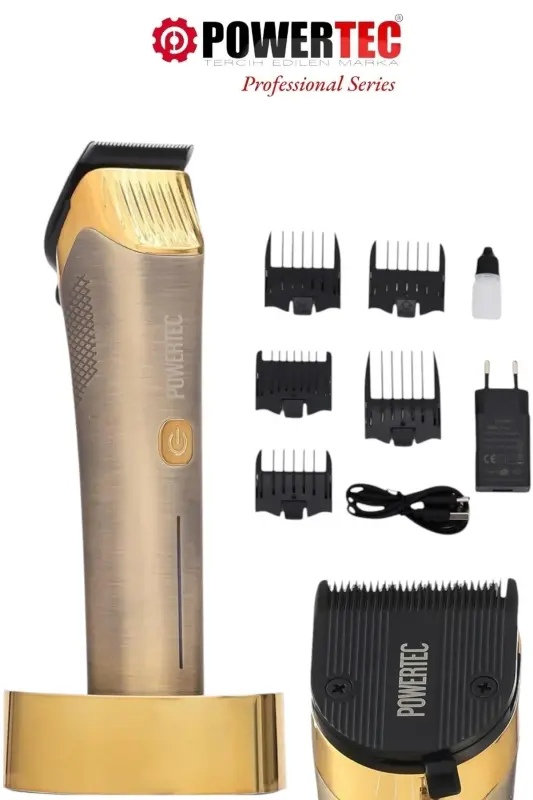 TR-9900 Profesyonel Type-C Şarjlı Saç Sakal Tıraş Makinesi - ALTIN - 6