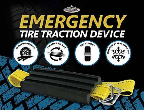 TRACGRABBER Tire Traction Device for Cars & Small SUVs, Set of 2 - Made in the USA, Anti Skid Emergency Tire Straps to Get Unstuck from Snow, Mud, & Sand - Snow Traction Mat or Tire Chain Alternative - 4
