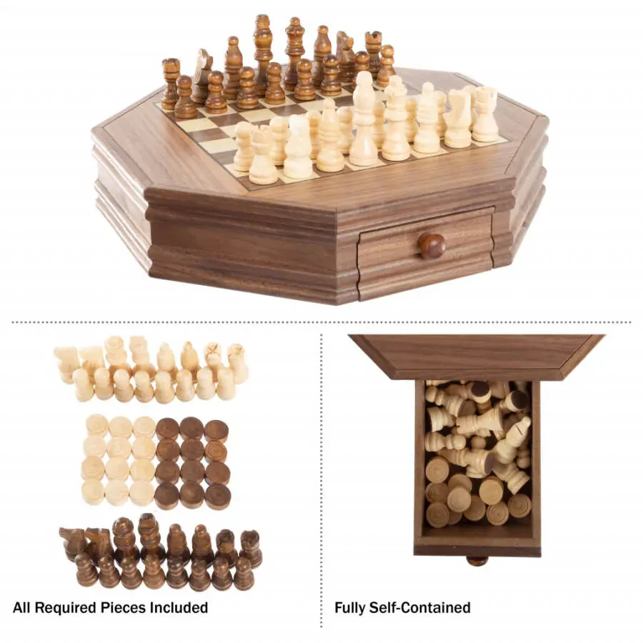 Trademark Games Octagonal Chess and Checkers Set - 3