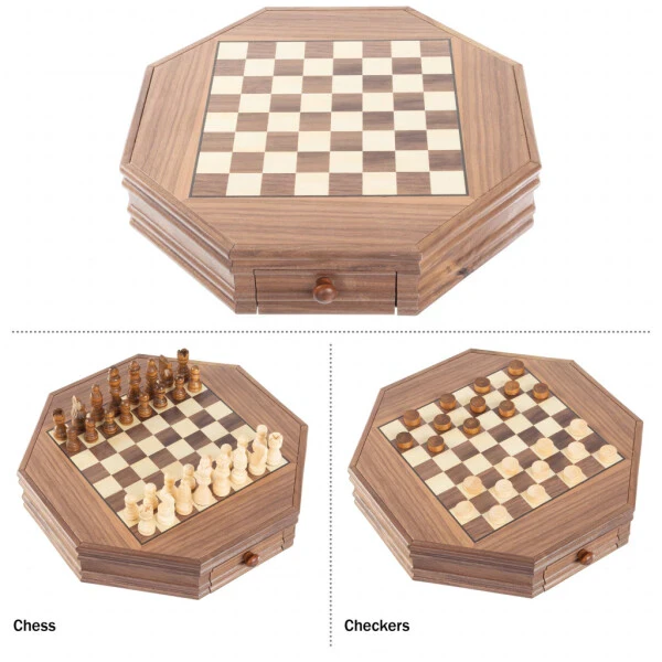 Trademark Games Octagonal Chess and Checkers Set - 4
