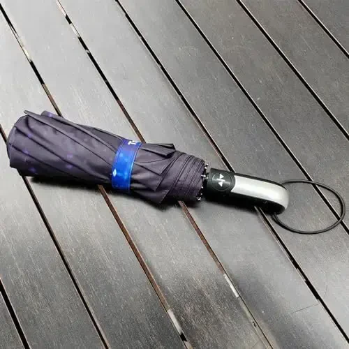 TradMall Travel Umbrella Windproof with 46 Inches Large Canopy 10 Reinforced Fiberglass Ribs Ergonomic Handle Auto Open & Close, Starry Sky - 3