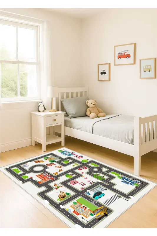 Traffic Play Mat for Kids Non-Slip Machine Washable Educational Baby and Kids Room Carpet Play Mat - 6