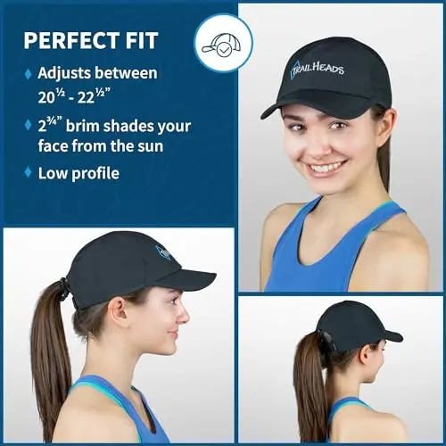 TrailHeads UV Protection Running Hats for Women, 50+ UPF - Summer Hats for Women Baseball Cap - Tennis, Golf, Gym, Workout - 3