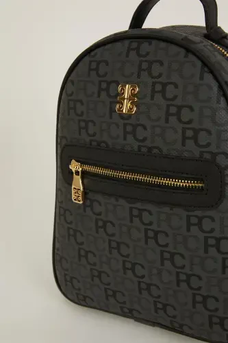 Tramlı Alfabe Antrasit Kadın Sırt Çantası 05PO22Y1541-Tramlı Alfabe Antrasit - 3