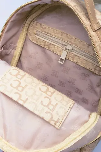 Tramlı Alfabe Nude Kadın Sırt Çantası 05PO22Y1541-Tramlı Alfabe Nude - 3