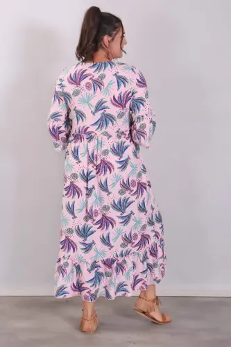 Translated Dress With Ruffled Pink Patterns - 4