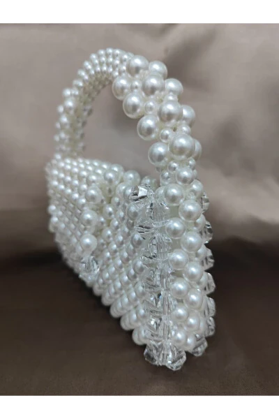 Transparent and Pearl Bead Bag for Evening, Wedding, Special Occasions - Modazone
