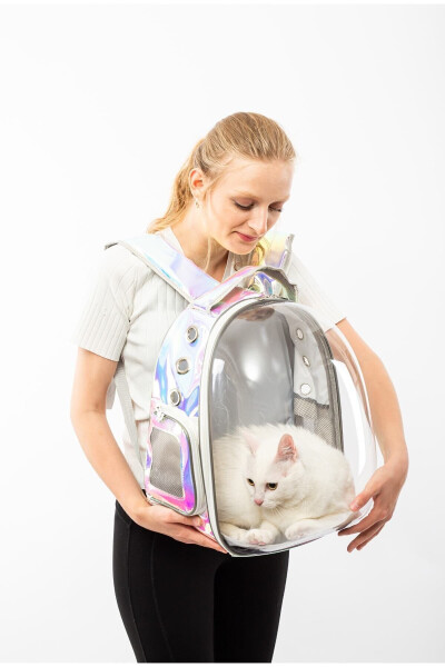 Transparent Astronaut Holographic Cat Carrier Bag - 1