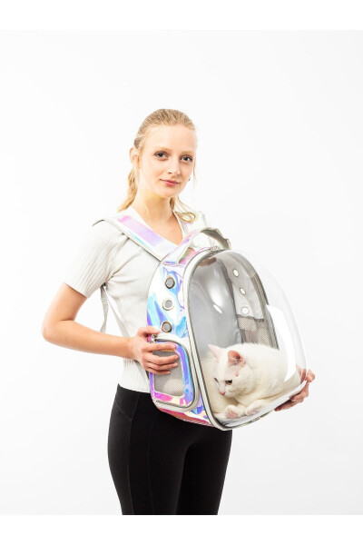 Transparent Astronaut Holographic Cat Carrier Bag - 2