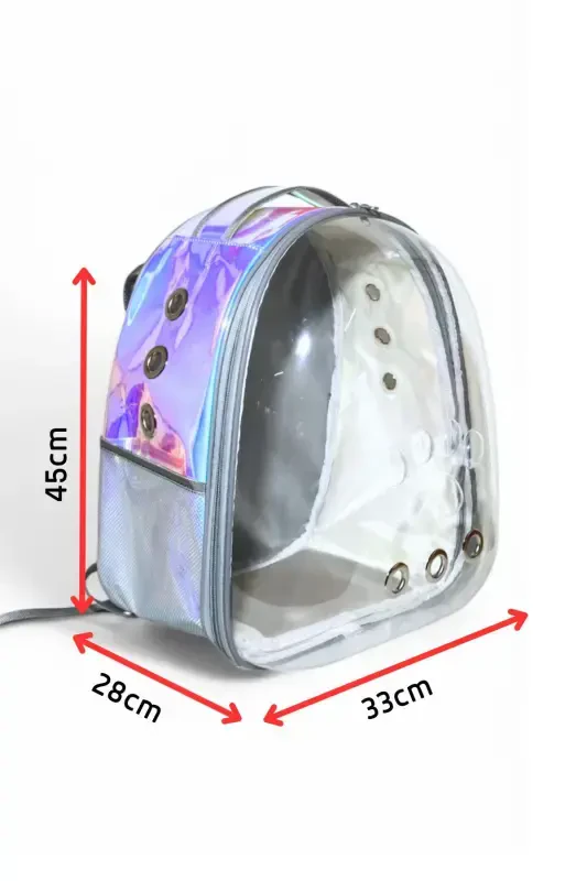 Transparent Astronaut Holographic Cat Carrier Bag - 3