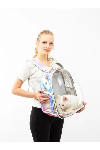 Transparent Astronaut Holographic Cat Carrier Bag - PET CLUB (1)