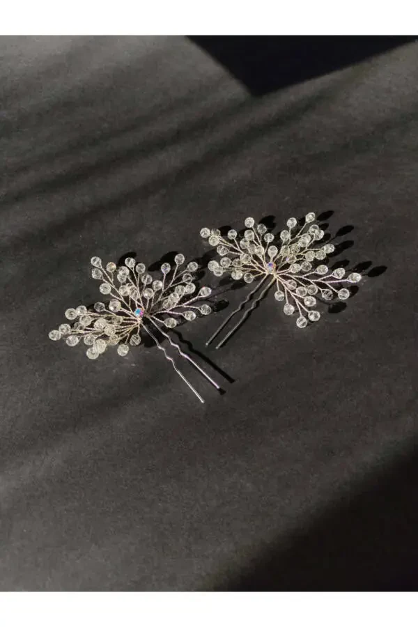 Transparent Beaded Comb Double Bridal Hair Clip - 1