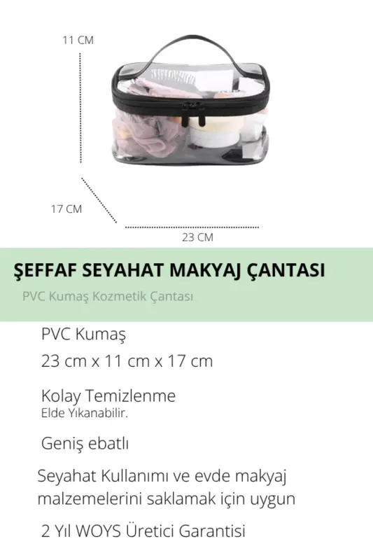 Transparent Multipurpose Waterproof Cabin Size Makeup Bag - 2