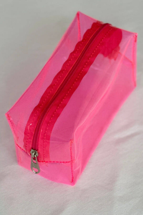 Transparent Pink PVC Makeup Bag - 9