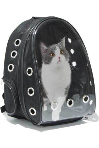 Transparent Shatterproof Glass 15 Air Channels Pet Carrier Backpack for Cats, Dogs and Birds - 1