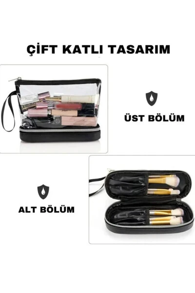 Transparent Two-Compartment Makeup Bag - 3