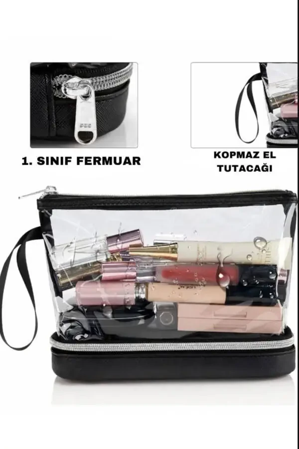 Transparent Two-Compartment Makeup Bag - 4