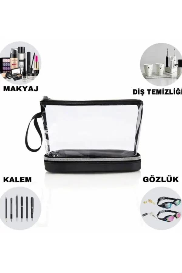 Transparent Two-Compartment Makeup Bag - 5