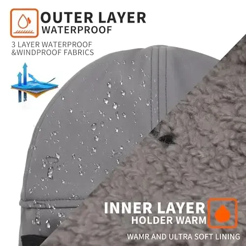 Trapper erkaklar ayollar suv o'tkazmaydigan qishki issiq beysbol kepkasi quloqchinlar va niqob bilan - 5