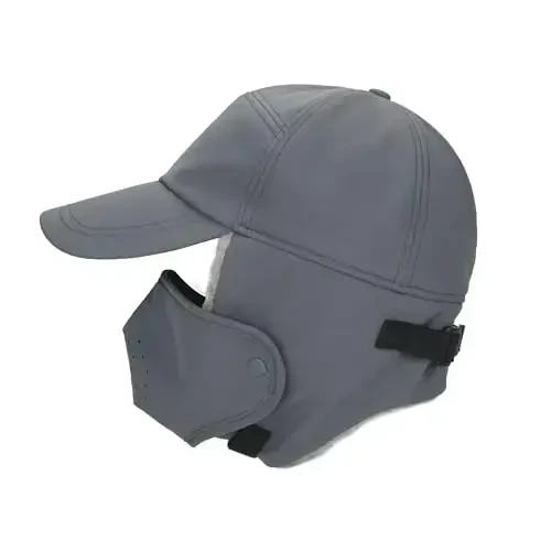 Trapper Hat for Men Women Waterproof Winter Warm Baseball Cap with Ear Flaps and Mask - 3