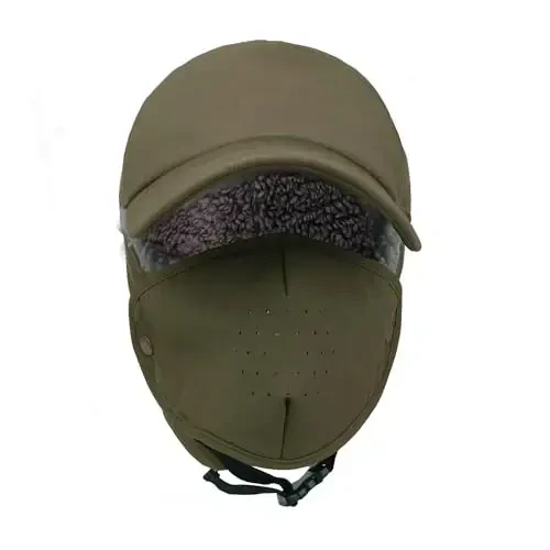 Trapper Hat for Men Women Waterproof Winter Warm Baseball Cap with Ear Flaps and Mask - 2