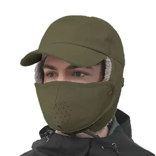 Trapper Hat for Men Women Waterproof Winter Warm Baseball Cap with Ear Flaps and Mask - 3