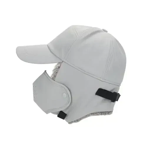 Trapper Hat for Men Women Waterproof Winter Warm Baseball Cap with Ear Flaps and Mask - 3