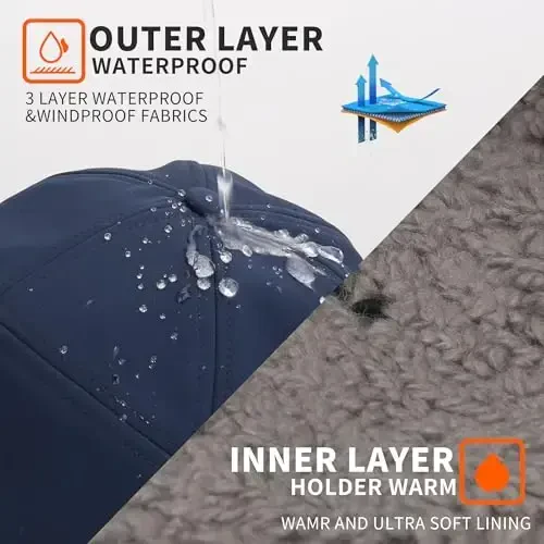 Trapper Shlyapa erkaklar ayollar suv o'tkazmaydigan qishki iliq beysbol qalpoqli quloqchinlar va niqob bilan - 6