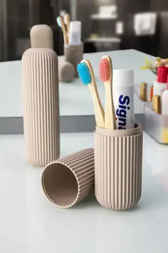 Travel Accessory Carrying And Storage Case Beige, Toothbrush, Glasses Case-Beige - 1