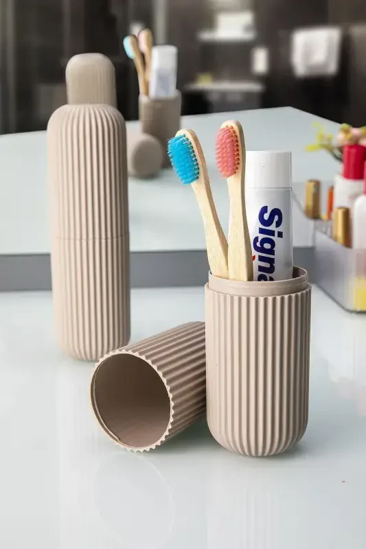 Travel Accessory Carrying And Storage Case Beige, Toothbrush, Glasses Case-Beige - 1