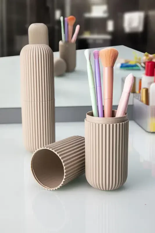 Travel Accessory Carrying And Storage Case Beige, Toothbrush, Glasses Case-Beige - 2