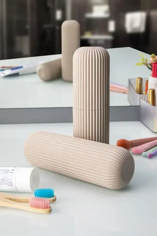 Travel Accessory Carrying And Storage Case Beige, Toothbrush, Glasses Case-Beige - 3